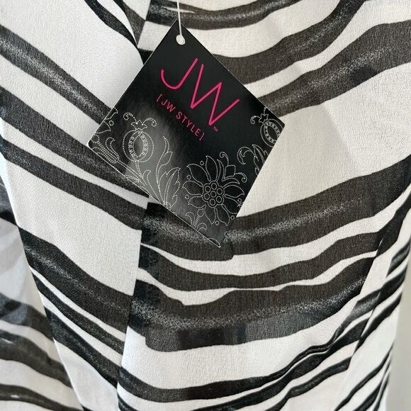 NWT JW Styles Sheer Button Down Shirt Size M - Picture 5 of 9